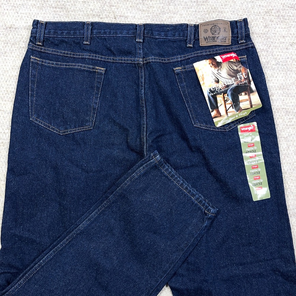 Wrangler Jeans Men 40x32 Regular Fit Straight Dark Wash Five Star Premium NEW